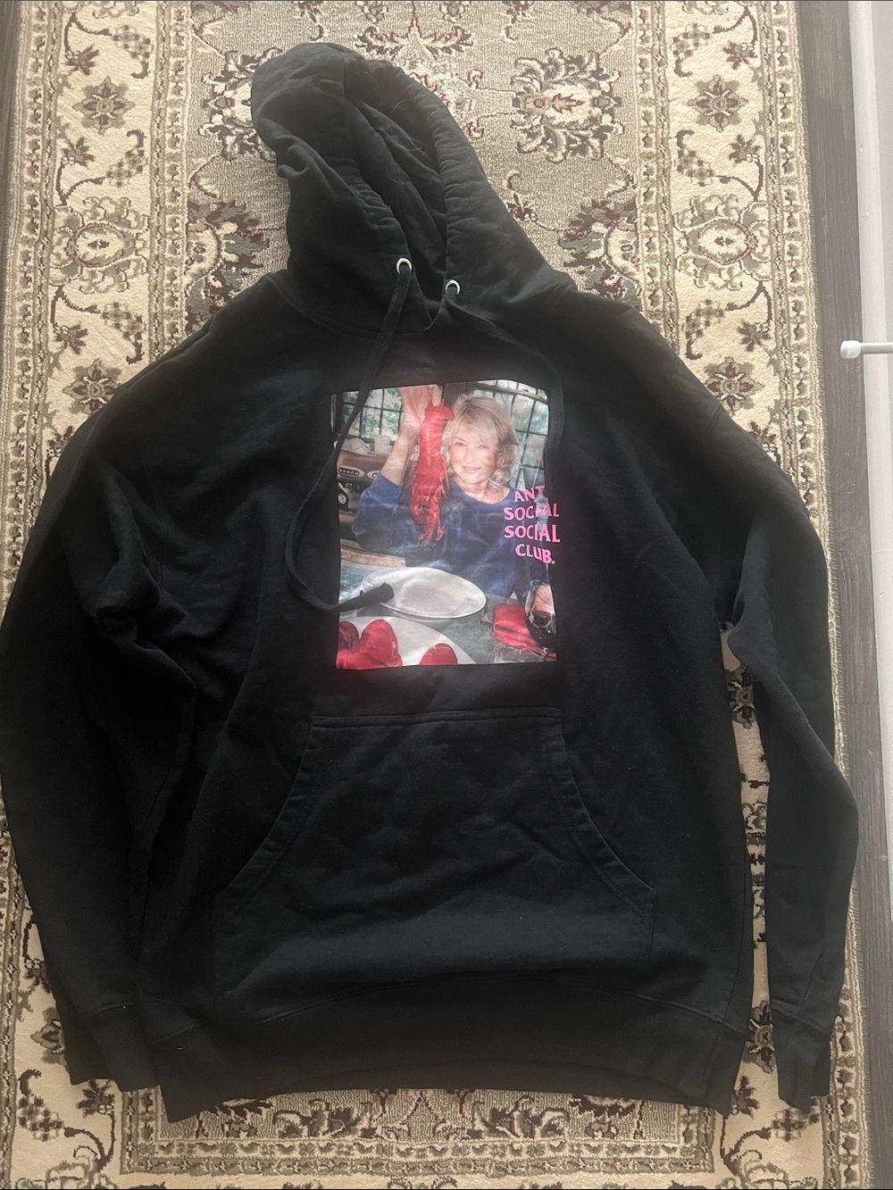 Anti Social Social Club Martha stewart lobster Black Graphic Crewneck Hoodie